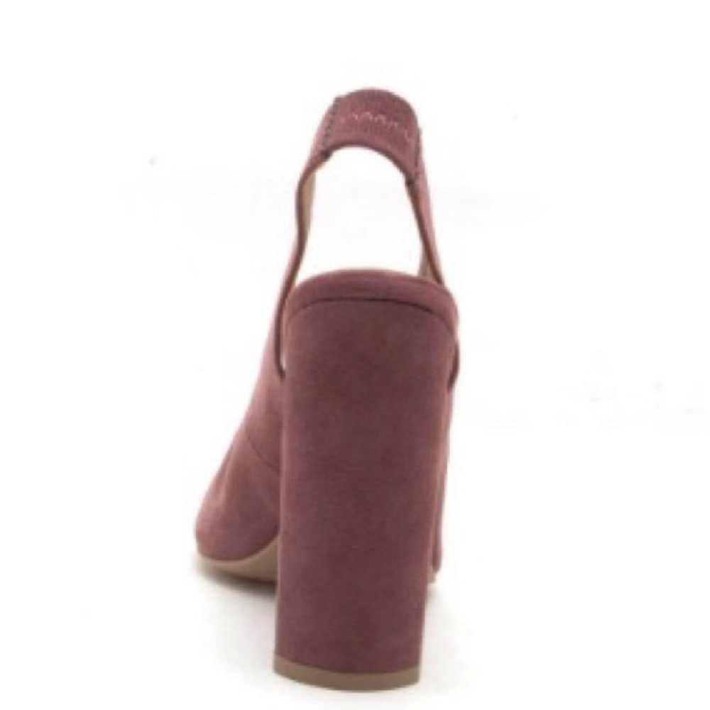 Mauve Faux Suede Slingback Heels - Picture 4 of 7